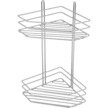 Полка для ванной комнаты угловая 2 яруса 19x19x37 см цвет хром