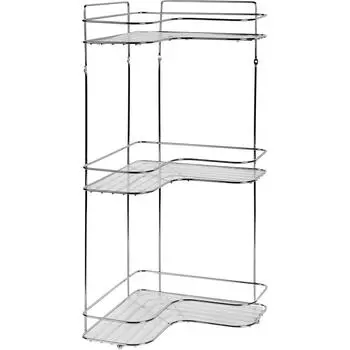 Полка для ванной Swensa угловая трёхъярусная с пластмассовыми вкладышами цвет хром