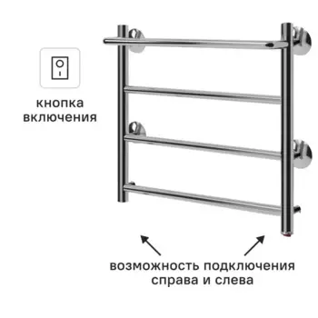 Полотенцесушитель электрический Equation 500x500 мм 40 Вт лесенка цвет хром