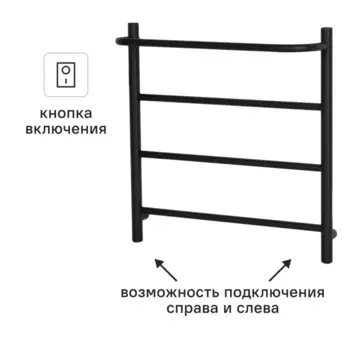 Полотенцесушитель электрический Equation 500x500 мм 50 Вт лесенка цвет черный