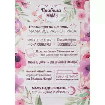 Постер на ПВХ Правила мамы 25x35 см