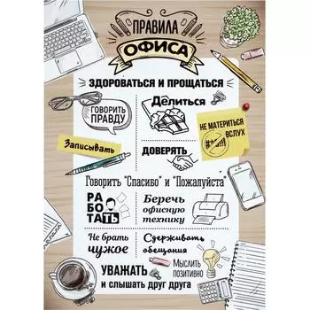 Постер на ПВХ Правила офиса 25x35 см