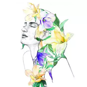 Постер «В цветах» 21x29.7 см