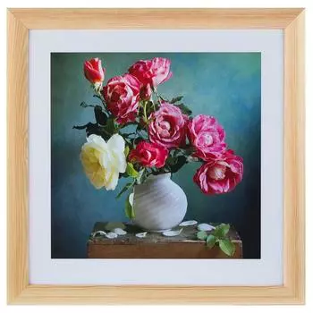 Постер в раме 40х40 см «Розы в вазе»