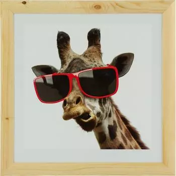 Постер в раме 40х40 см «Жираф в очках»