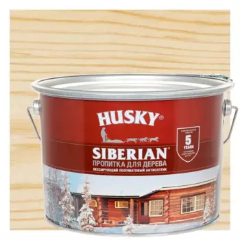 Пропитка для дерева Husky Siberian полуматовая цвет бесцветный 9 л