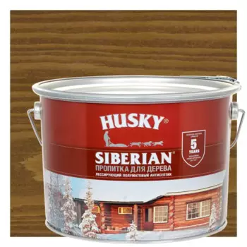 Пропитка для дерева Husky Siberian полуматовая цвет ореховое дерево 9 л