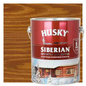 Пропитка для дерева Husky Siberian полуматовая цвет тиковое дерево 2.7 л