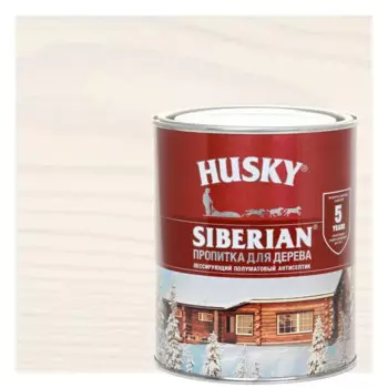 Пропитка для дерева Husky Siberian полуматовая цвет белый 0.9 л