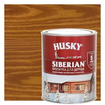 Пропитка для дерева Husky Siberian полуматовая цвет тиковое дерево 0.9 л