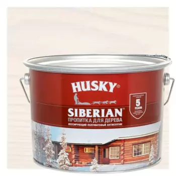 Пропитка для дерева Husky Siberian полуматовая цвет белый 9 л
