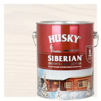 Пропитка для дерева Husky Siberian полуматовая цвет белый 2.7 л