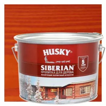 Пропитка для дерева Husky Siberian полуматовая цвет рябина 9 л