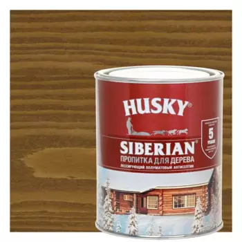 Пропитка для дерева Husky Siberian полуматовая цвет ореховое дерево 0.9 л