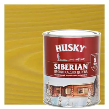 Пропитка для дерева Husky Siberian полуматовая цвет калужница 0.9 л