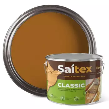 Пропитка для дерева Saitex Classic полуглянцевая тиковое дерево 10 л