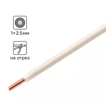 Провод Камкабель ПУВ 1x2.5 на отрез ГОСТ цвет белый