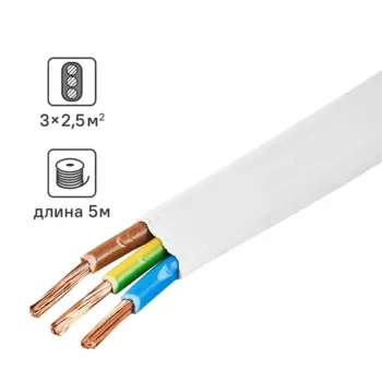 Провод Ореол ПуГВв 3x2.5 5 м ГОСТ цвет белый