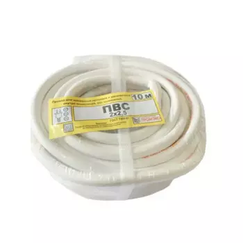 Провод Промэко ПВС 2x2.5 10 м ГОСТ цвет белый