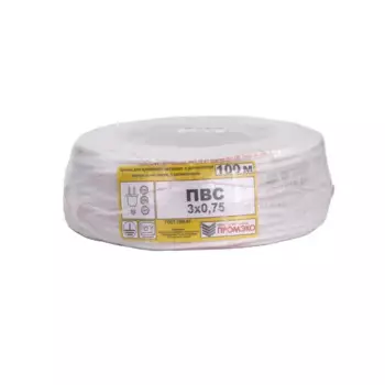 Провод Промэко ПВС 3x0.75 100 м ГОСТ цвет белый