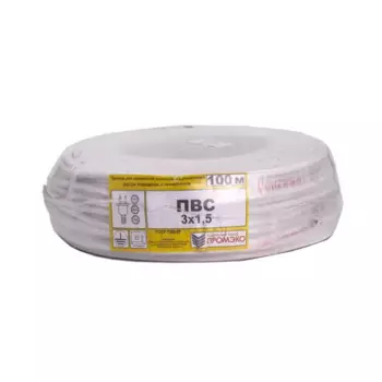 Провод Промэко ПВС 3x1.5 100 м ГОСТ цвет белый