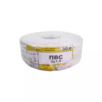 Провод Промэко ПВС 3x1.5 50 м ГОСТ цвет белый