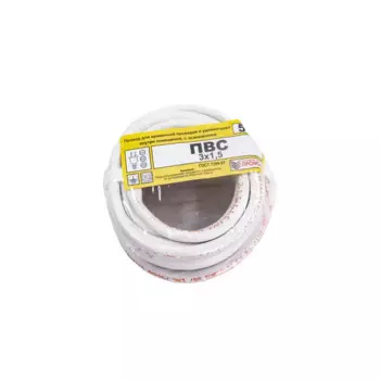 Провод Промэко ПВС 3x1.5 5 м ГОСТ цвет белый