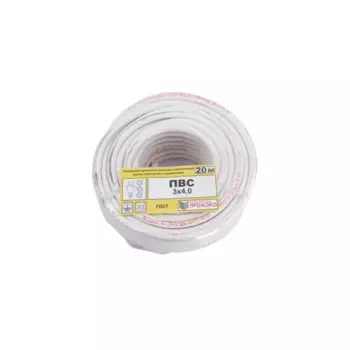 Провод Промэко ПВС 3x4 20 м ГОСТ цвет белый