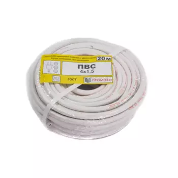 Провод Промэко ПВС 4x1.5 20 м ГОСТ цвет белый