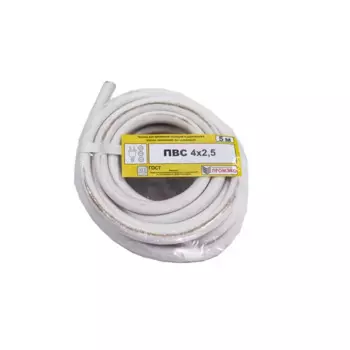 Провод Промэко ПВС 4x2.5 5 м ГОСТ цвет белый