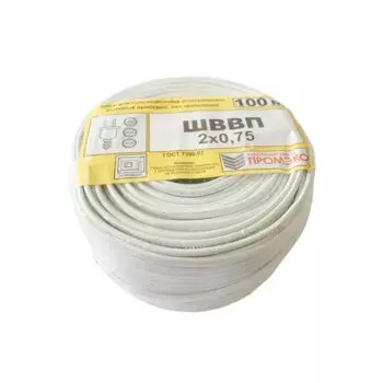 Провод Промэко ШВВП 2x0.75 100 м ГОСТ цвет белый