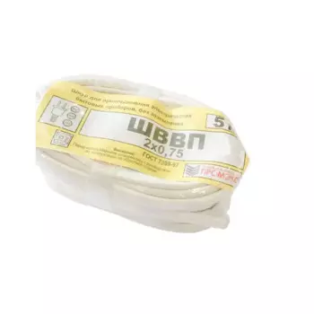 Провод Промэко ШВВП 2x0.75 5 м ГОСТ цвет белый