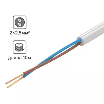 Провод Tdm Electric ПВС 2x2.5 10 м ГОСТ цвет серый