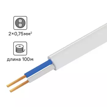 Провод Tdm Electric ШВВП 2x0.75 100 м ГОСТ цвет белый