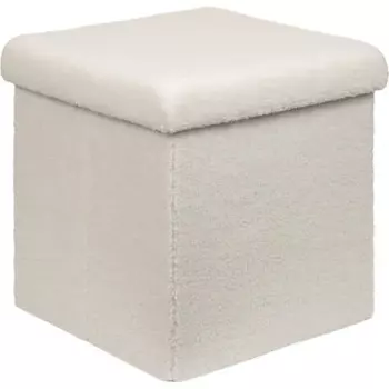 Пуф складной искусственный мех белый 38x38 см