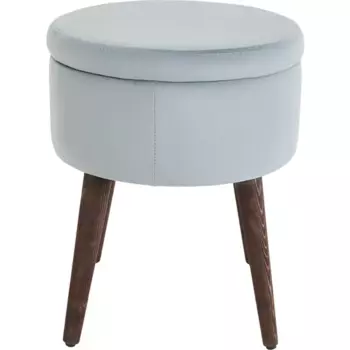 Пуф вельвет круглый серо-голубой 36x44.5 см