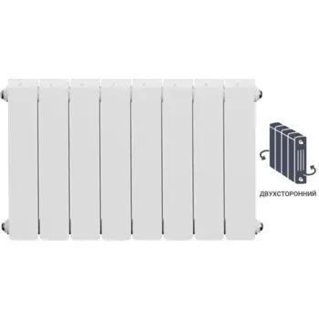 Радиатор секционный Equation 2 СТ Bimetal 350/90 8 секций боковое подключение биметалл белый