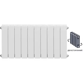 Радиатор секционный Equation 2 СТ Bimetal 350/90 10 секций боковое подключение биметалл белый