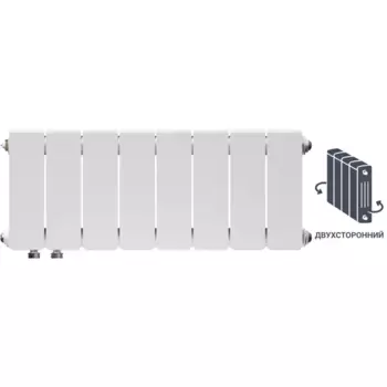 Радиатор секционный Equation 2 СТ Bimetal 200/90 8 секций нижнее правое подключение биметалл белый
