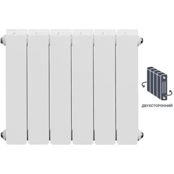 Радиатор секционный Equation A Bimetal 350/90 6 секций боковое подключение биметалл белый