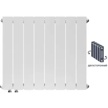 Радиатор секционный Equation A Bimetal 500/90 8 секций нижнее правое подключение биметалл белый
