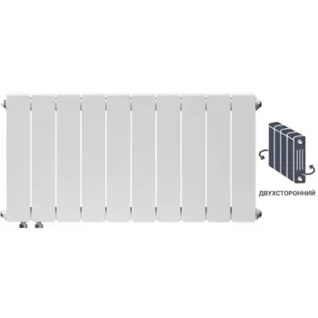 Радиатор секционный Equation Bimetal 350/90 10 секций нижнее правое подключение биметалл белый