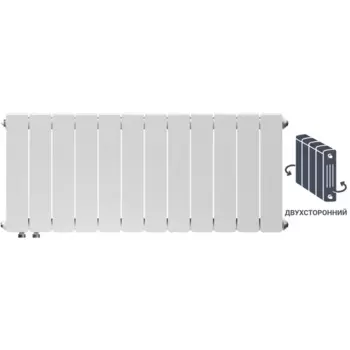 Радиатор секционный Equation Bimetal 350/90 12 секций нижнее правое подключение биметалл белый