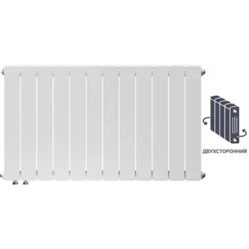 Радиатор секционный Equation Bimetal 500/90 12 секций нижнее правое подключение биметалл белый
