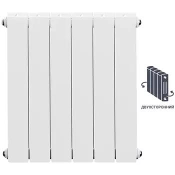 Радиатор секционный Equation Bimetal 500/90 6 секций боковое подключение биметалл белый
