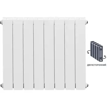Радиатор секционный Equation Bimetal 500/90 8 секций боковое подключение биметалл белый