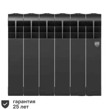 Радиатор секционный Royal Thermo Biliner 350/87 6 секций боковое подключение биметалл черный