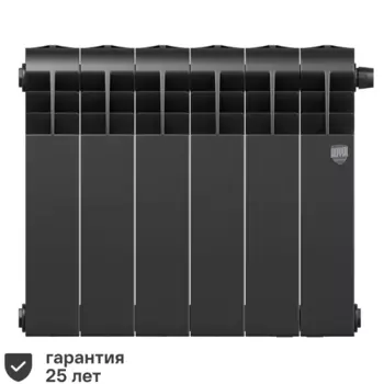 Радиатор секционный Royal Thermo Biliner RTBNSVR35006 350/87 6 секций нижнее правое подключение биметалл черный