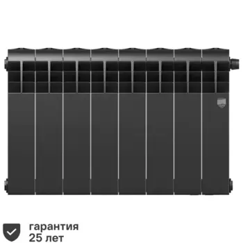 Радиатор секционный Royal Thermo Biliner RTBNSVR35008 350/87 8 секций нижнее правое подключение биметалл черный