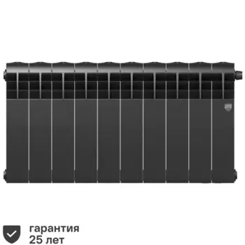 Радиатор секционный Royal Thermo Biliner RTBNSVR35010 350/87 10 секций нижнее правое подключение биметалл черный
